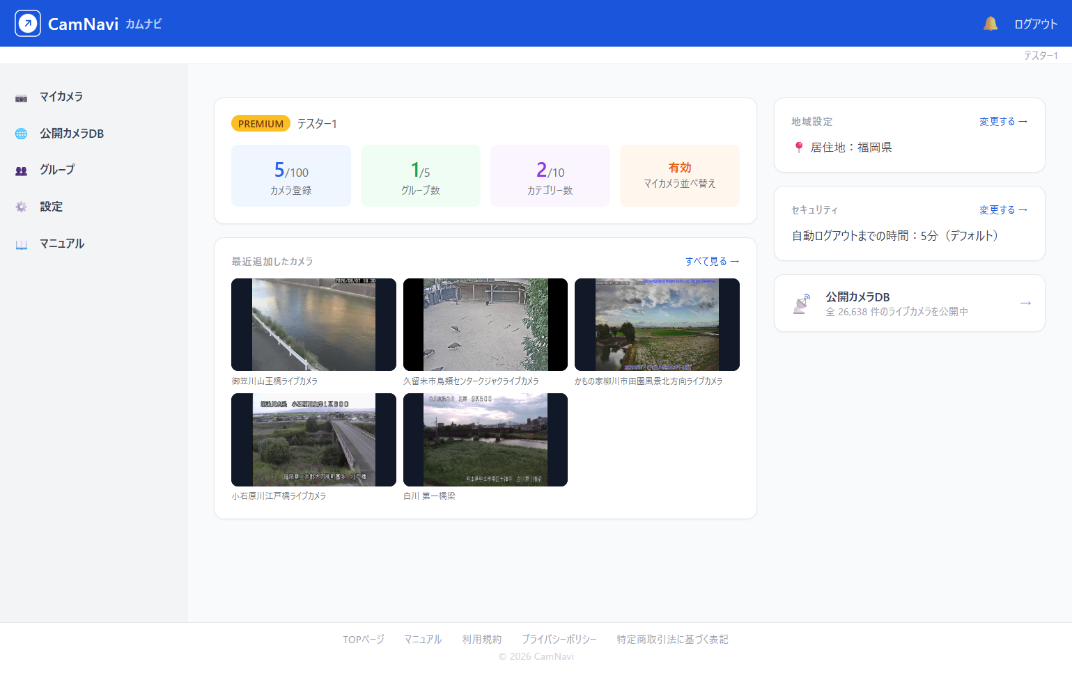 CamNaviダッシュボード画面(実画面)